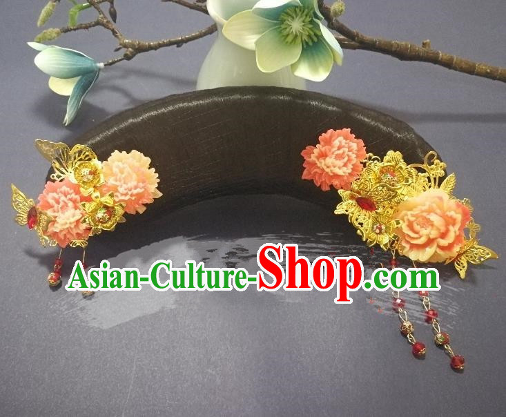 Chinese Handmade Classical Qing Dynasty Princess Wig and Hair Accessories Ancient Manchu Palace Lady Headwear