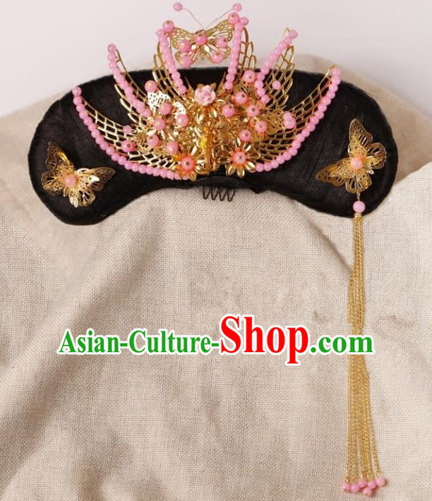 Chinese Handmade Classical Qing Dynasty Palace Princess Hair Accessories Ancient Manchu Lady Headwear Hairpins for Kids