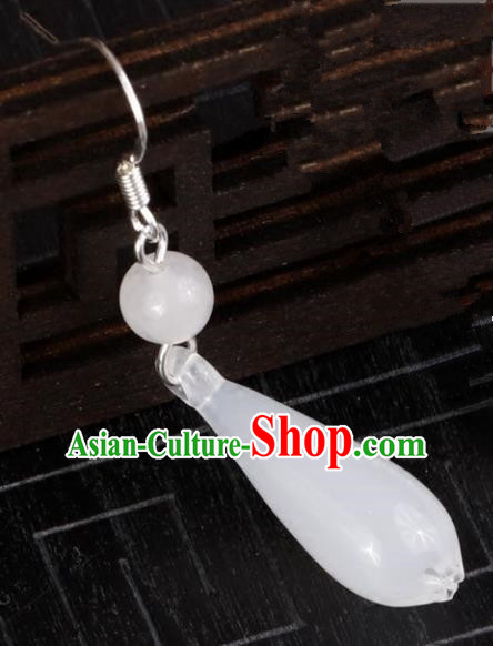 Chinese Handmade Classical Jade Earrings Accessories Ancient Princess Eardrop for Women