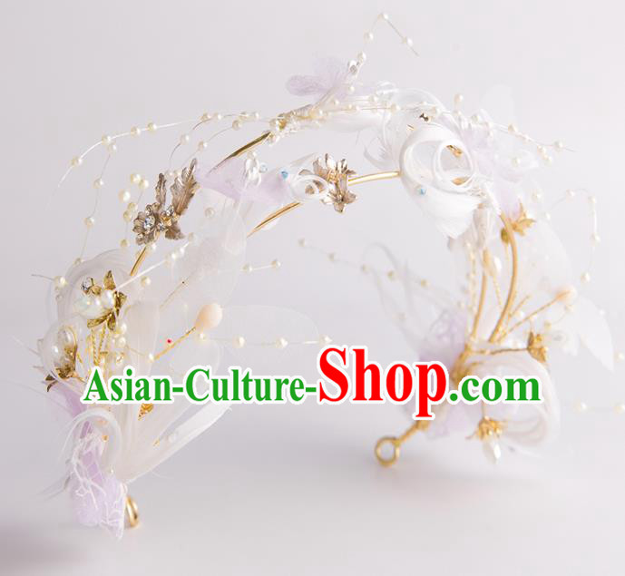 Handmade Classical Wedding Hair Accessories Bride Feather Hair Clasp Royal Crown for Women