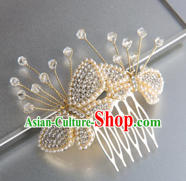 Handmade Classical Wedding Hair Accessories Bride Hairpins Pearls Butterfly Hair Combs for Women