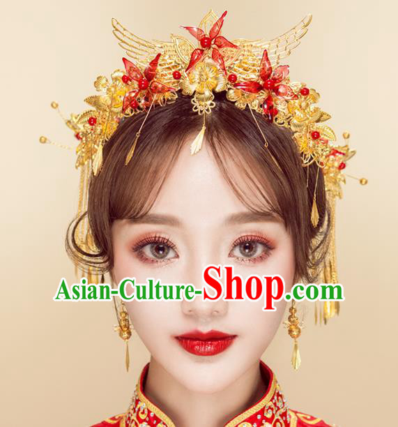 Chinese Handmade Classical Wedding Hair Accessories Ancient Phoenix Coronet Hairpins Headdress for Women