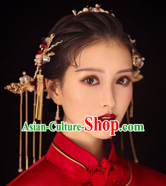 Chinese Handmade Classical Hair Accessories Ancient Palace Hairpins Tassel Step Shake Complete Set for Women