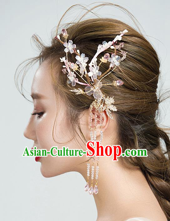 Handmade Classical Wedding Accessories Bride Tassel Ear Pendant Crystal Earrings for Women