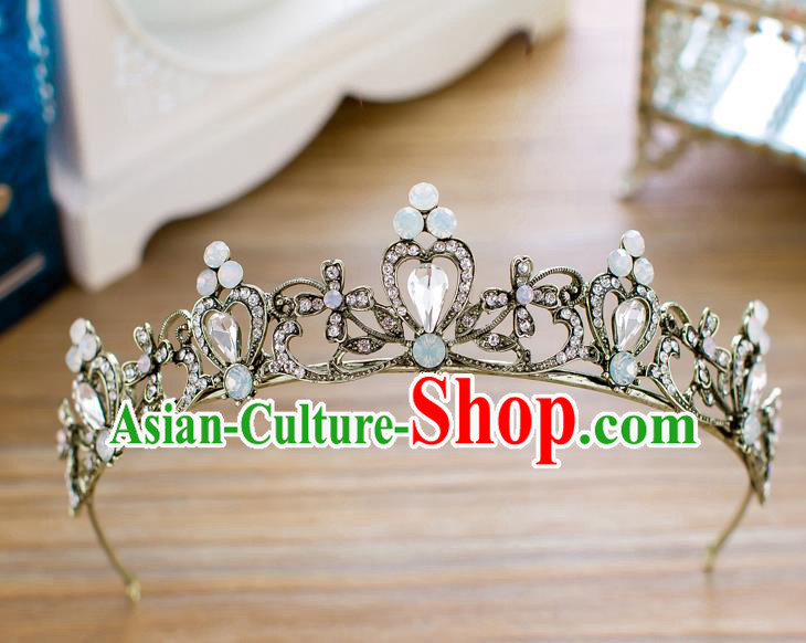 Handmade Classical Hair Accessories Baroque Crystal Royal Crown Princess Black Hair Clasp for Women