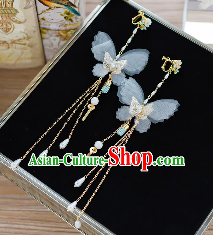 Handmade Classical Wedding Accessories Long Tassel Eardrop Bride Butterfly Earrings for Women