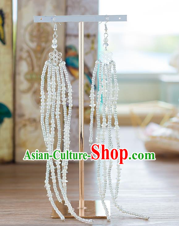 Handmade Classical Wedding Accessories Long Tassel Eardrop Bride Beads Earrings for Women