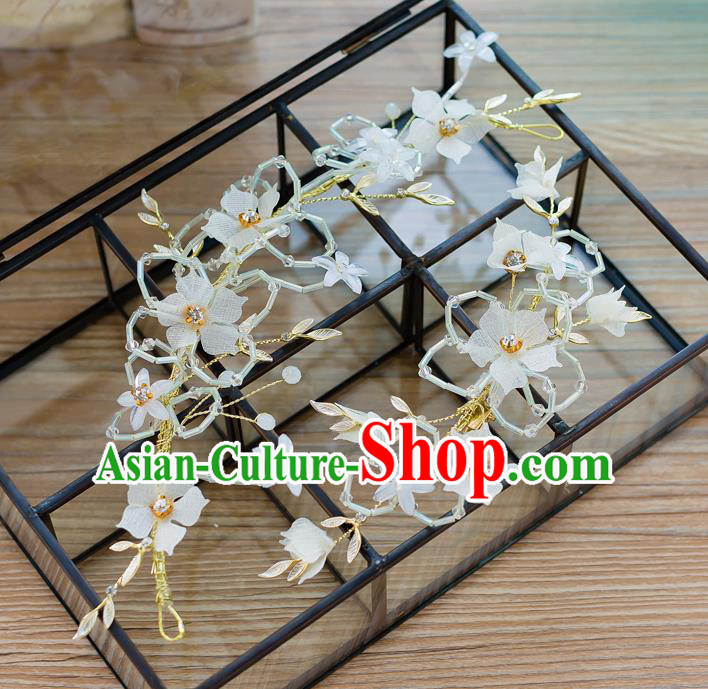 Handmade Classical Wedding Hair Accessories Bride Hair Clasp White Flowers Hair Stick for Women