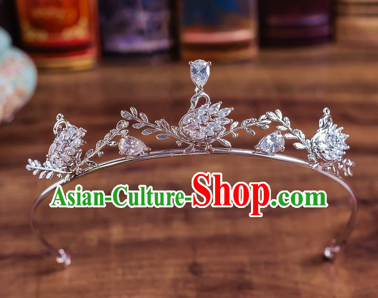 Handmade Classical Wedding Hair Accessories Bride Baroque Crystal Swan Royal Crown for Women