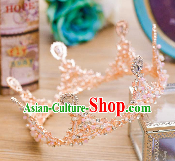 Handmade Classical Wedding Hair Accessories Bride Baroque Crystal Round Royal Crown for Women