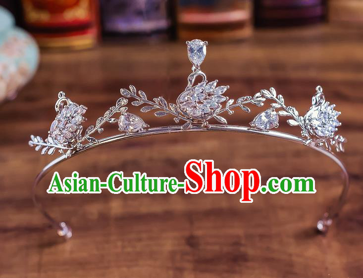 Handmade Classical Hair Accessories Bride Baroque Crystal Swan Royal Crown Headwear for Women