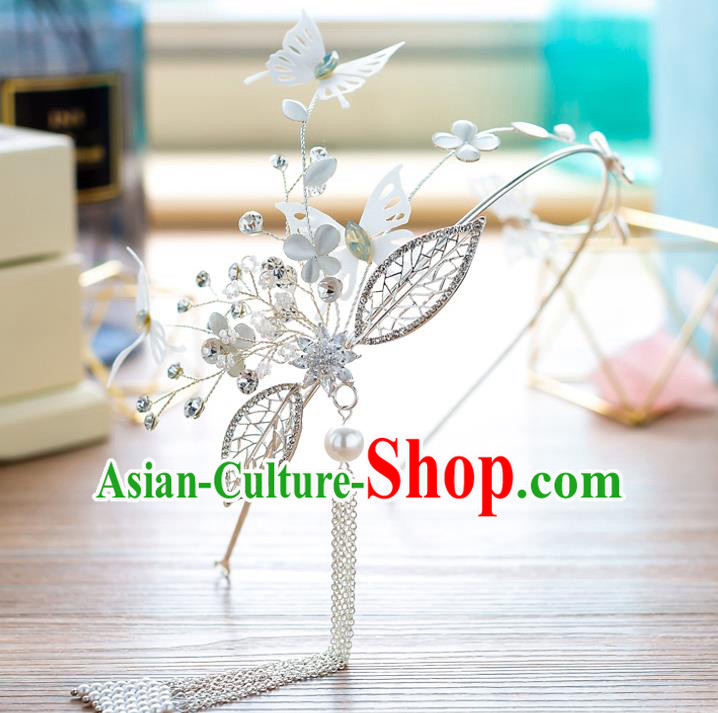 Handmade Classical Wedding Hair Accessories Bride Butterfly Tassel Hair Clasp Headband for Women