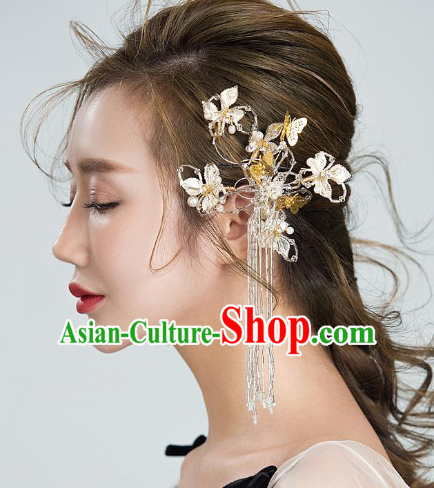 Handmade Classical Wedding Accessories Bride Tassel Butterfly Crystal Earrings for Women
