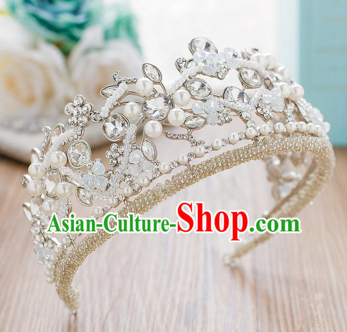 Handmade Classical Hair Accessories Baroque Crystal Royal Crown Headwear for Women