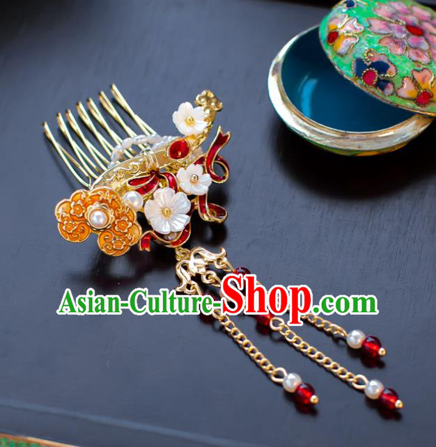 Chinese Handmade Classical Hair Accessories Xiuhe Suit Hair Comb Tassel Hairpins for Women
