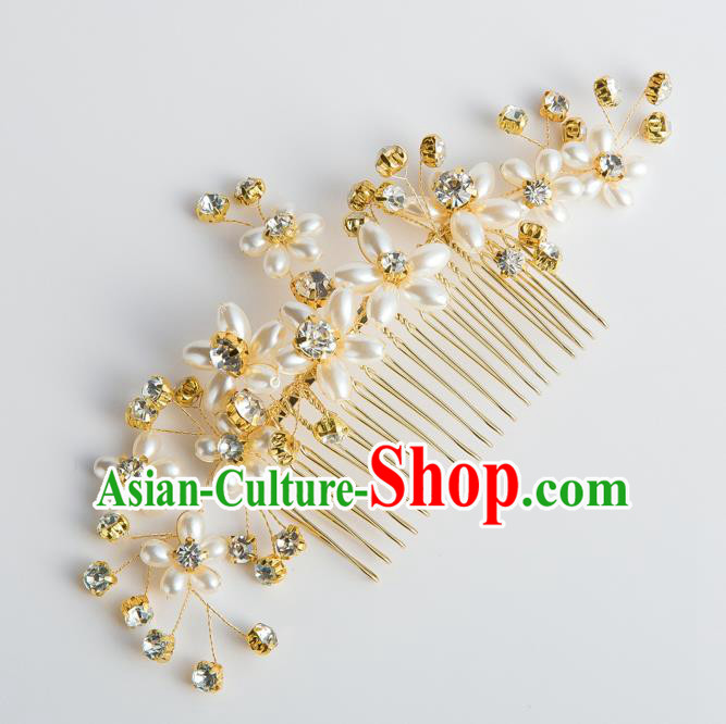 Handmade Classical Wedding Hair Accessories Bride Pearls Hair Comb Hairpins Headwear for Women