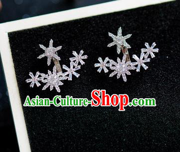 Handmade Classical Wedding Accessories Baroque Crystal Snowflake Earrings for Women
