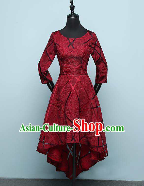 Top Grade Modern Dance Costume Chorus Group Clothing Bridesmaid Wine Red Dress for Women