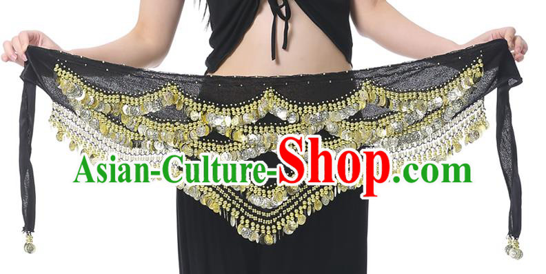 Indian Belly Dance Black Waistband India Raks Sharki Paillette Belts Waist Accessories for Women