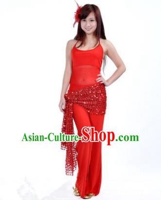 Traditional Indian Belly Dance Oriental Dance Red Costume for Women