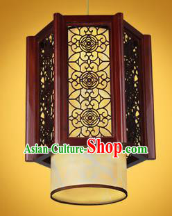 Chinese Classical Handmade Palace Lanterns Wood Carving Hanging Lantern Ancient Ceiling Lamp