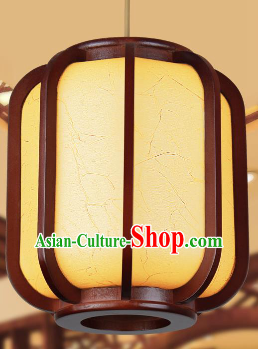 Traditional Chinese New Year Yellow Palace Lanterns Wood Hanging Lantern Ancient Ceiling Lamp