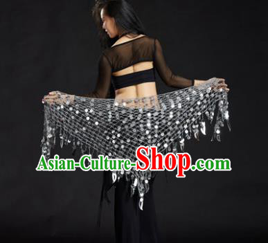 Indian Belly Dance White Sequin Waist Scarf Waistband India Raks Sharki Belts for Women