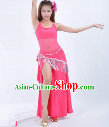 Traditional Indian National Belly Dance Rosy Dress India Oriental Dance Costume for Women