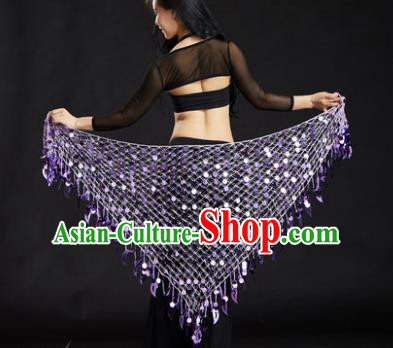 Indian Belly Dance Purple Sequin Waist Scarf Waistband India Raks Sharki Belts for Women