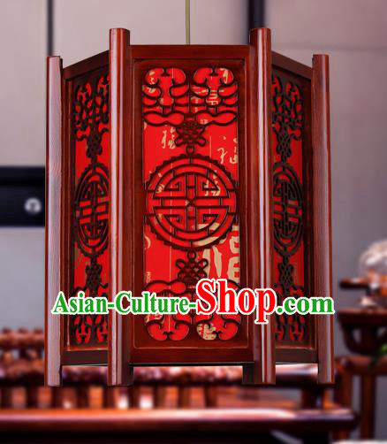 Traditional Chinese Red Palace Lanterns Handmade Wood Hanging Lantern Ancient Ceiling Lamp