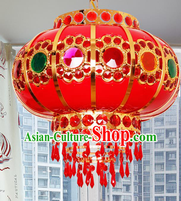 Traditional Chinese Colorful Revolving Palace Lanterns Handmade Hanging Lantern Ancient Ceiling Lamp