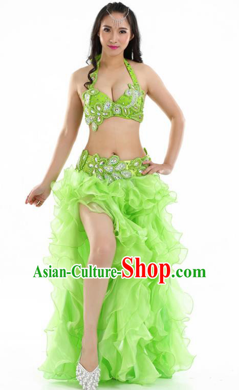 Indian National Belly Dance Light Green Sexy Dress India Bollywood Oriental Dance Costume for Women