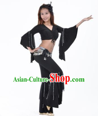 Indian National Belly Dance Mandarin Sleeve Clothing India Oriental Dance Black Costume for Women