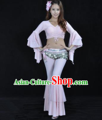 Indian National Belly Dance Mandarin Sleeve Clothing India Oriental Dance Pink Costume for Women