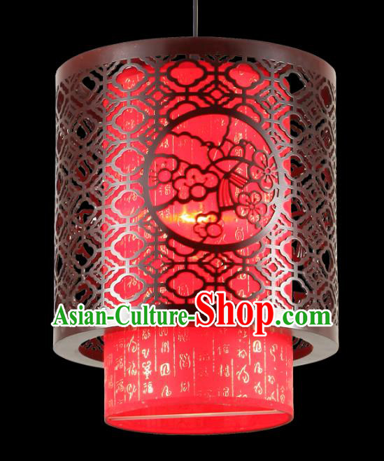Traditional Chinese Palace Red Hanging Lanterns Handmade Wood Carving Lantern Ancient Ceiling Lamp