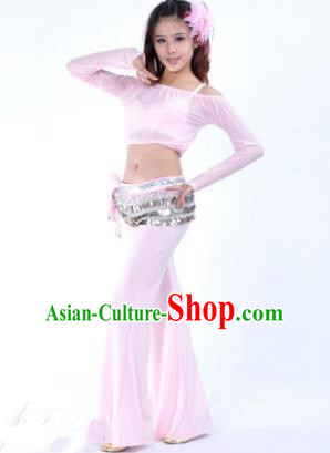 Indian National Belly Dance Pink Uniform Bollywood Oriental Dance Costume for Women