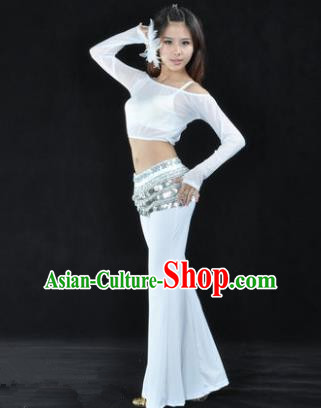 Indian National Belly Dance White Uniform Bollywood Oriental Dance Costume for Women