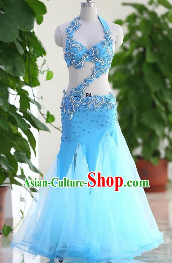 Traditional Indian National Belly Dance Blue Veil Dress India Bollywood Oriental Dance Costume for Women