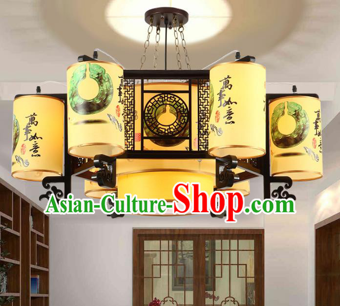 Traditional Chinese Painting Palace Lanterns Handmade Six-Lights Lantern Ancient Ceiling Lamp
