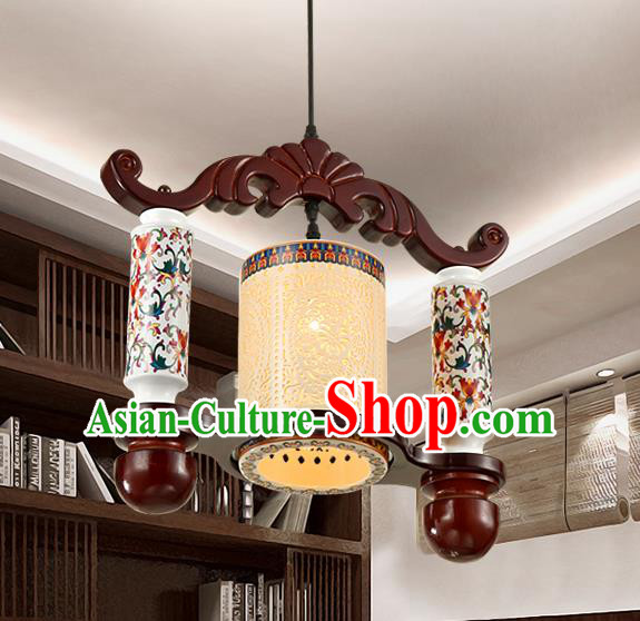 Traditional Chinese Painting Porcelain Hanging Ceiling Palace Lanterns Handmade Lantern Ancient Lamp