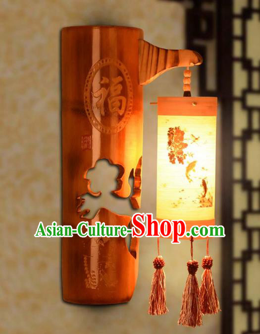 Traditional China Carving Bamboo Lanterns Handmade Lantern Ancient Wall Lamp