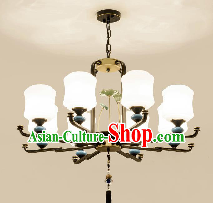 Traditional Chinese Eight-Lights Ceiling Lanterns Ancient Handmade Iron Lantern Ancient Lamp