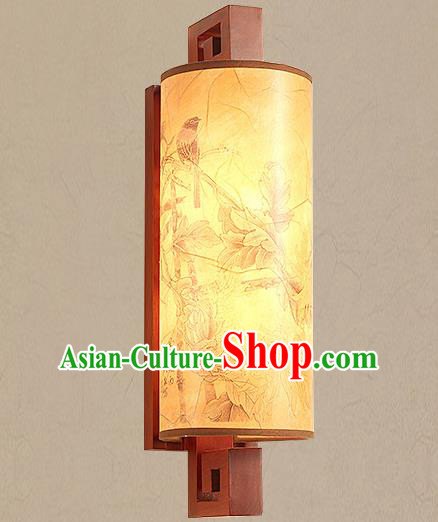 Traditional China Ancient Painted Birds Lanterns Handmade Wood Lantern Ancient Wall Lamp