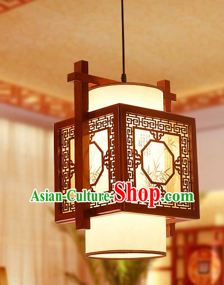 Traditional Asian Wood Carving Lanterns Handmade Painting Bamboo Ceiling Lantern Ancient Hanging Lamp