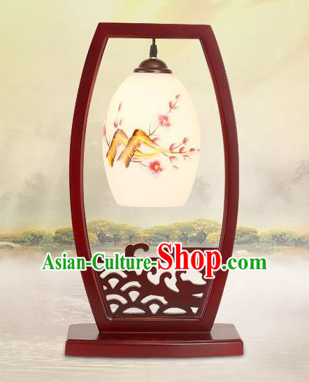 Traditional China Ancient Wood Table Lanterns Handmade Printing Plum Blossom Lantern Ancient Lamp
