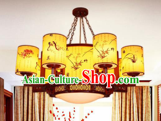Traditional Chinese Painted Ceiling Lanterns Handmade Wood Palace Lantern Ancient Lamp