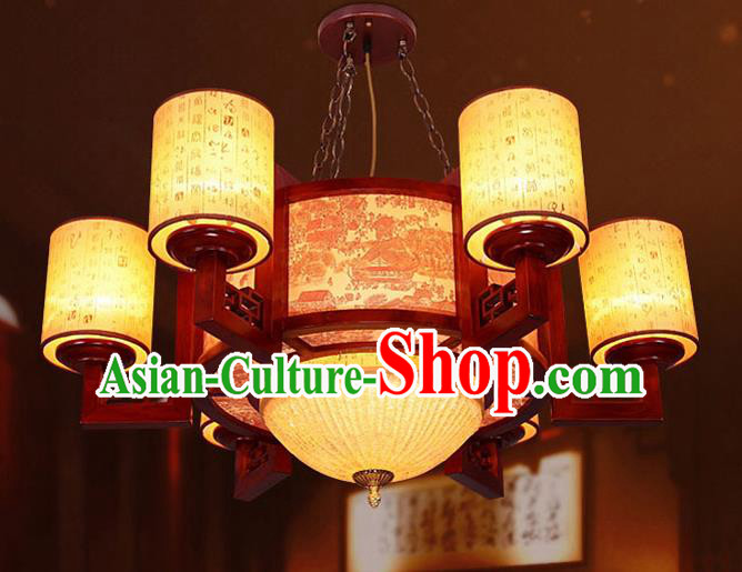 Traditional Chinese Painted Palace Ceiling Lanterns Handmade Wood Lantern Ancient Lamp