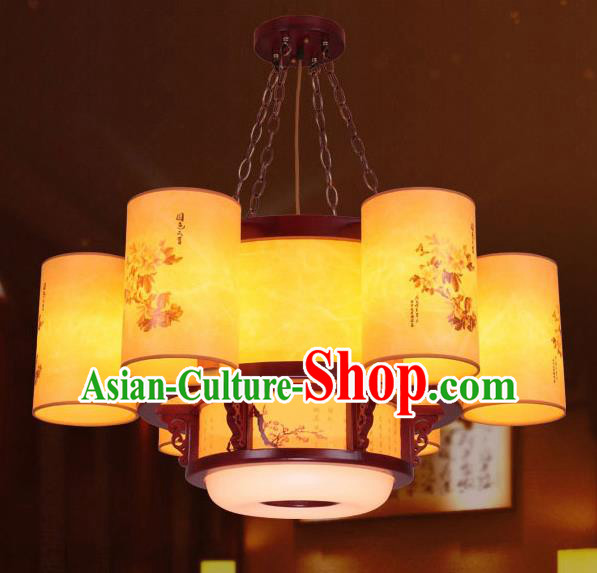 Traditional Chinese Palace Ceiling Lanterns Handmade Painted Hanging Wood Lantern Ancient Lamp
