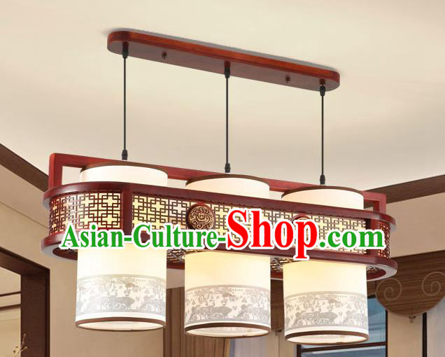 Traditional Chinese Wood Palace Ceiling Lanterns Handmade Painting Hanging Lantern Ancient Lamp