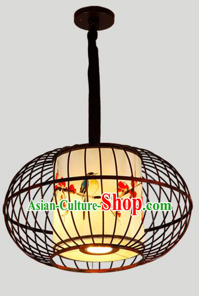 Traditional Chinese Iron Hanging Lanterns Ancient Handmade Lantern Ancient Painted Birds Lamp
